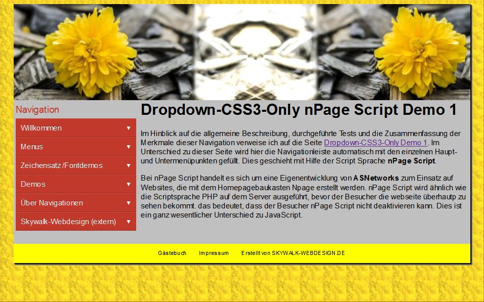 Vorschau Dropdown CSS3 Only nPage Script
